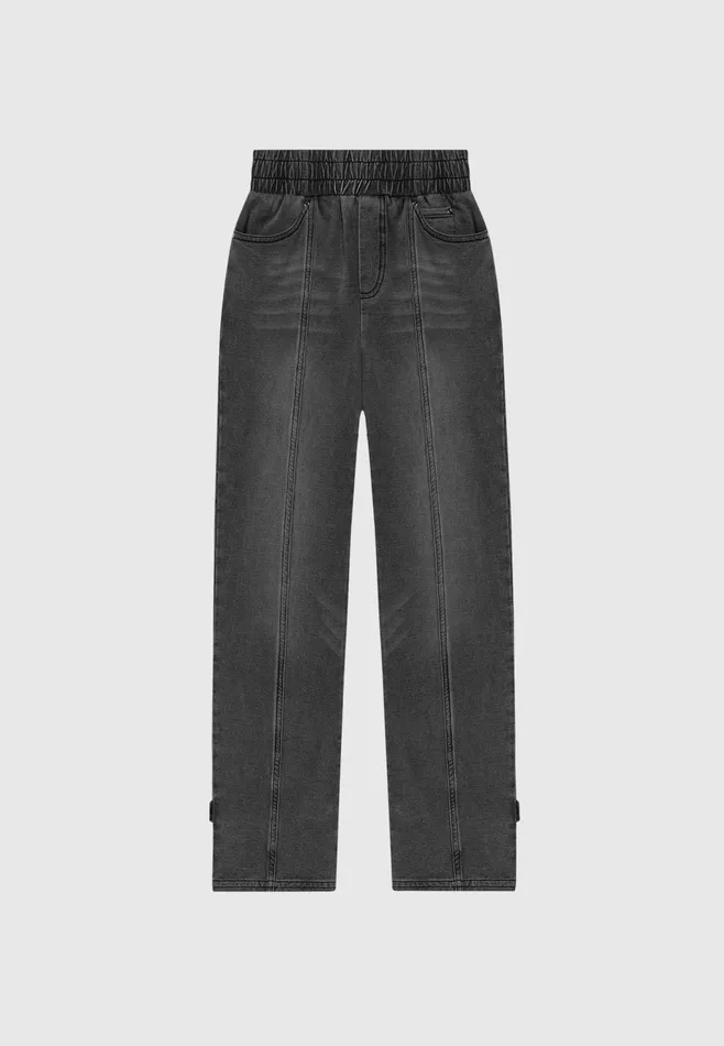 Women Manire De Voir Washed Denim Jersey Joggers Washed Black
