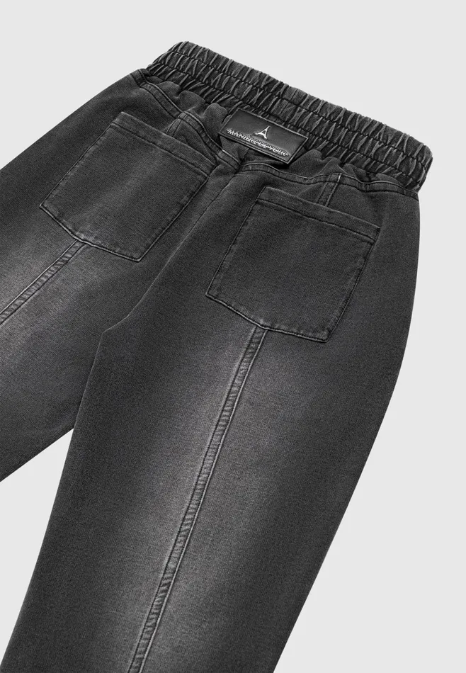 Women Manire De Voir Washed Denim Jersey Joggers Washed Black