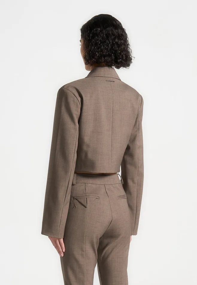Women Manire De Voir Wide Shoulder Tailored Jacket Dark Taupe