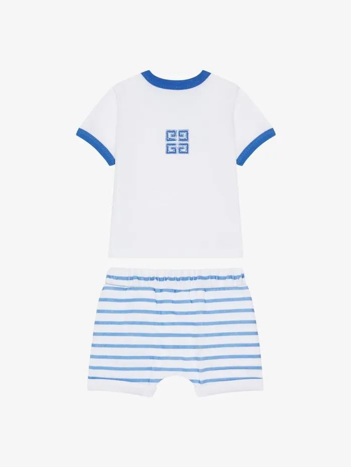 WomenMen Baby 1 Month To 3 Years Givenchy GIVENCHY 4G Tshirt And Shorts In Cotton Gift Set Blue
