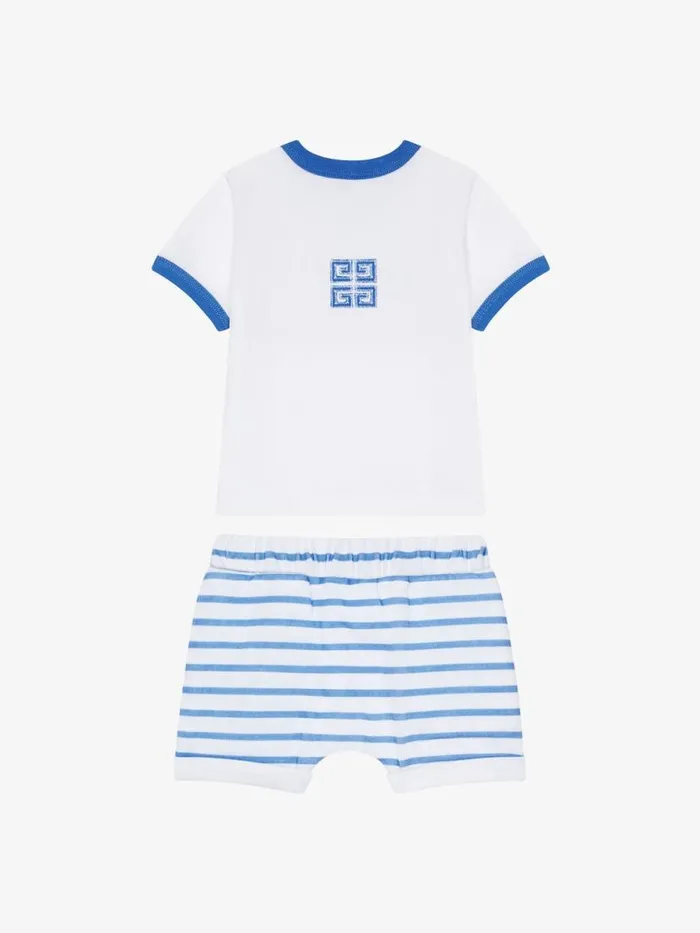 WomenMen Baby 1 Month To 3 Years Givenchy GIVENCHY 4G Tshirt And Shorts In Cotton Gift Set Blue