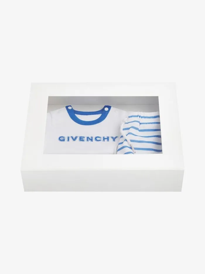 WomenMen Baby 1 Month To 3 Years Givenchy GIVENCHY 4G Tshirt And Shorts In Cotton Gift Set Blue