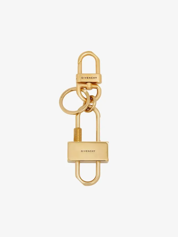 WomenMen Belts Givenchy GIVENCHY Padlock Keyring In Metal Golden Yellow