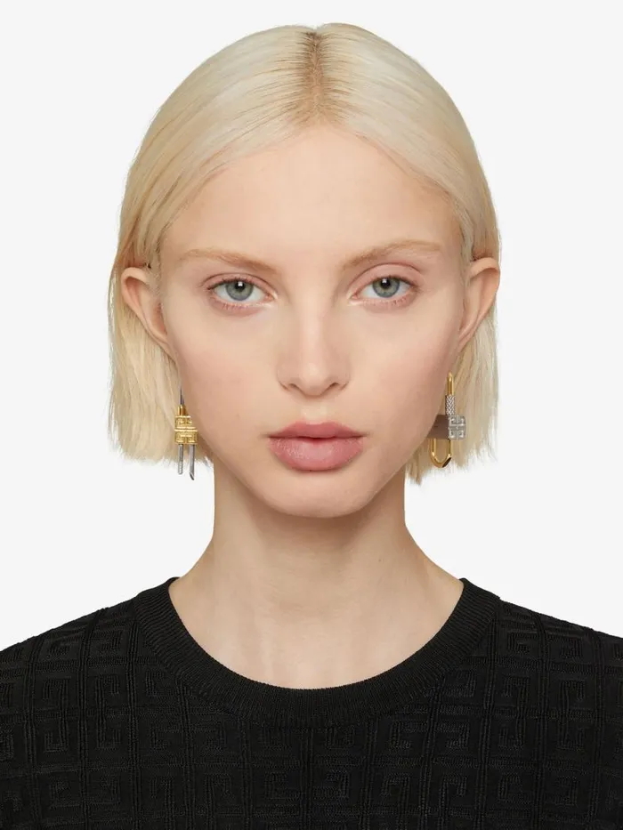 WomenMen Jewelry Givenchy Lock Asymmetrical Earrings In Metal Goldensilvery WomenMen Jewelry Givenchy Lock Asymmetrical Earrings In Metal Goldensilvery