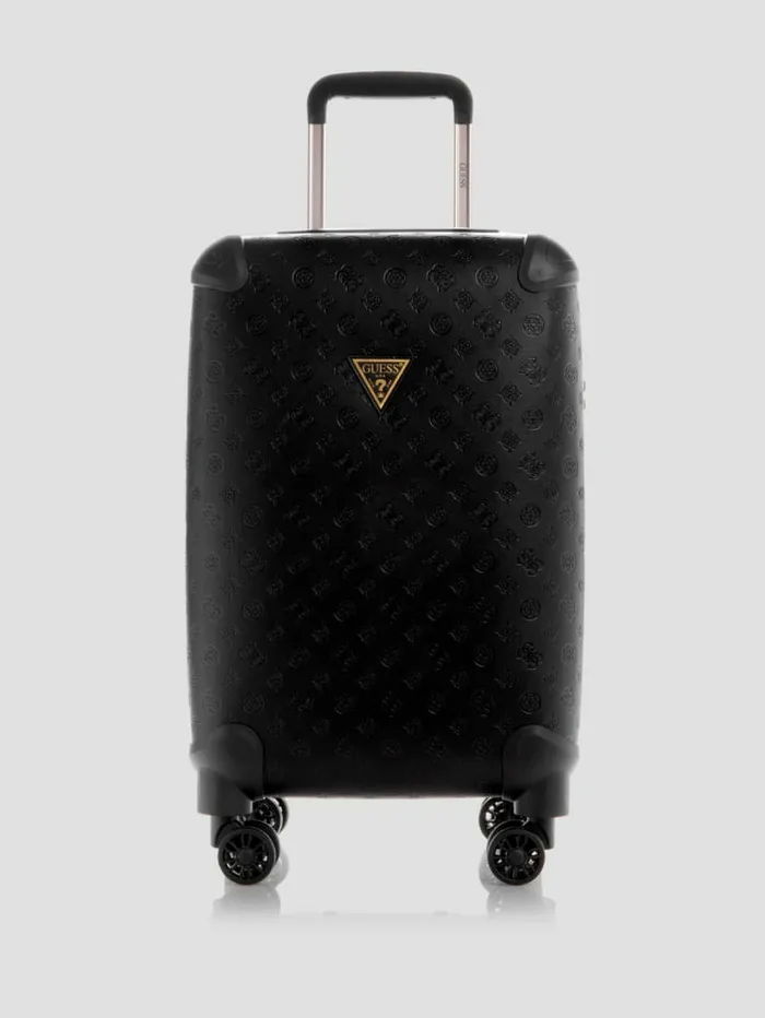 WomenMen Luggage and Travel Bags GUESS Wilder Debossed 208243 8Wheel Suitcase Black