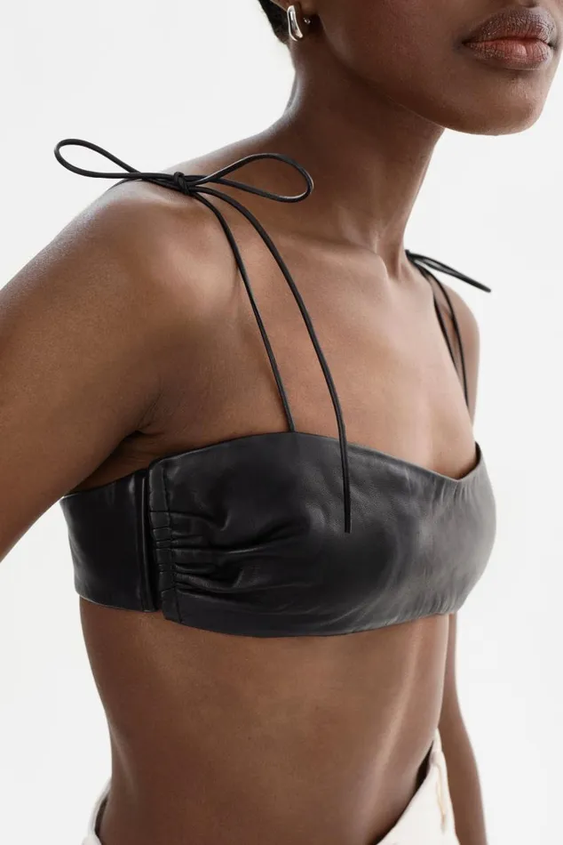 Women MERANIA Leather Bralette Black LAMARQUE Tops Women MERANIA Leather Bralette Black LAMARQUE Tops