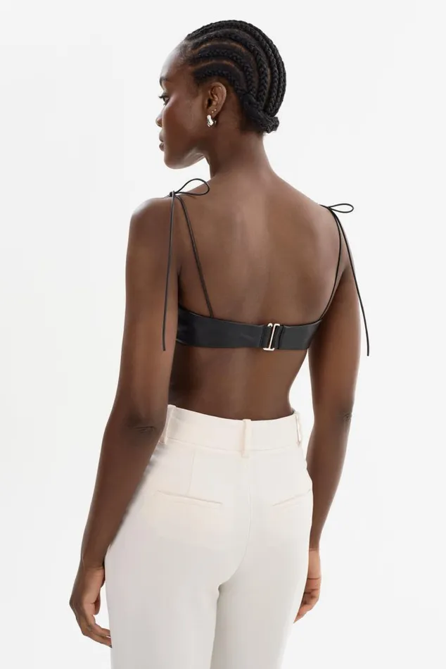 Women MERANIA Leather Bralette Black LAMARQUE Tops Women MERANIA Leather Bralette Black LAMARQUE Tops