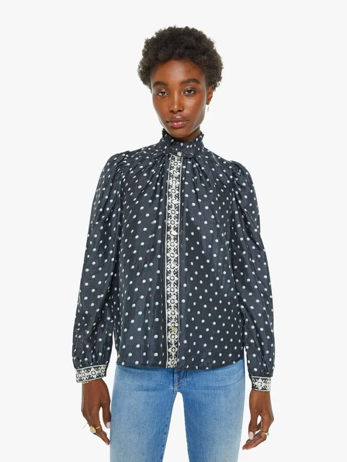 Women Mother Denim Annabel Shirt Raven Dot