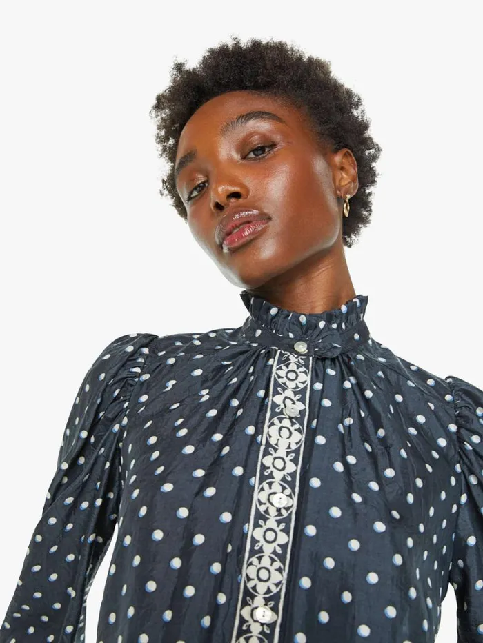 Women Mother Denim Annabel Shirt Raven Dot