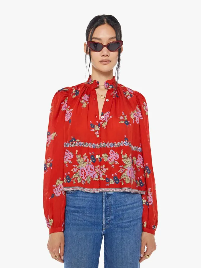 Women Mother Denim Annabel Shirt Red Carmine
