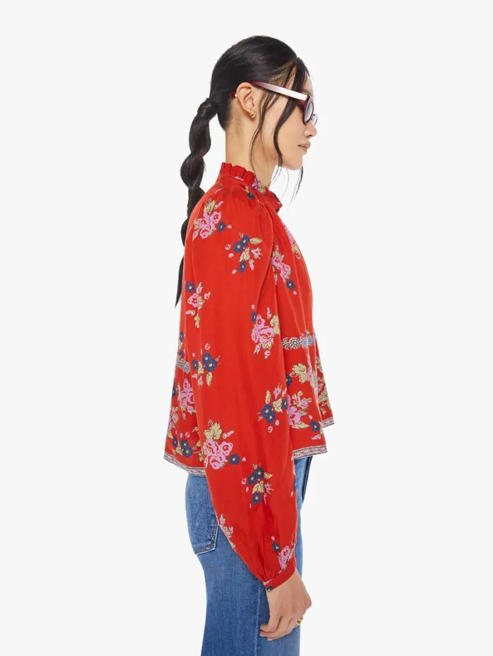 Women Mother Denim Annabel Shirt Red Carmine