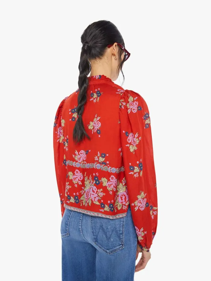 Women Mother Denim Annabel Shirt Red Carmine