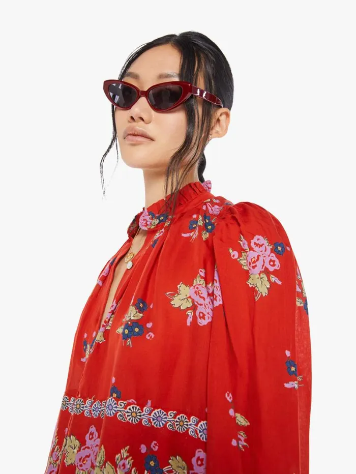 Women Mother Denim Annabel Shirt Red Carmine