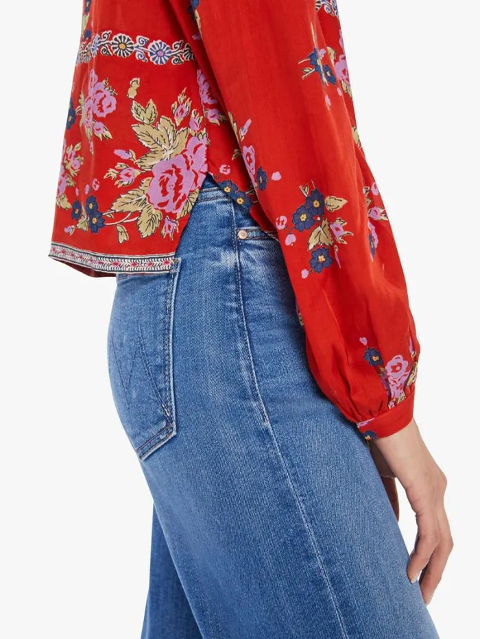 Women Mother Denim Annabel Shirt Red Carmine