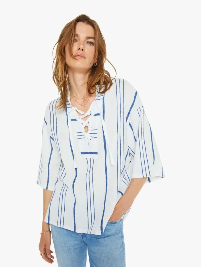 Women Mother Denim Fletch Top Cloud Blue