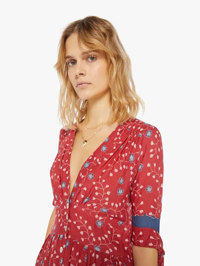 Women Mother Denim Layla Dress Pinwheel Barn Red