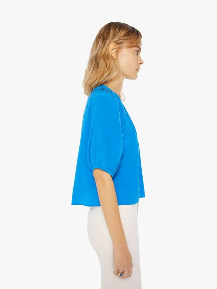 Women Mother Denim Louisa Top Blue Opal