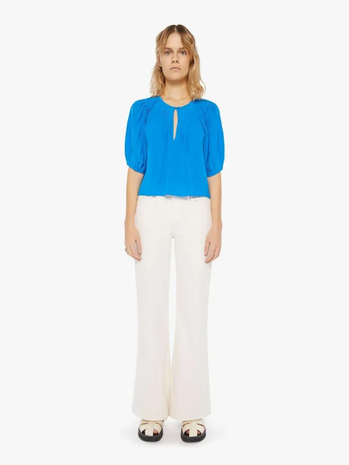 Women Mother Denim Louisa Top Blue Opal