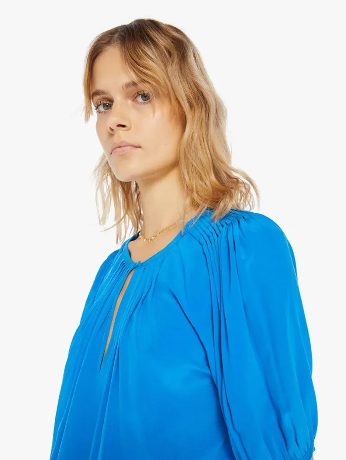 Women Mother Denim Louisa Top Blue Opal