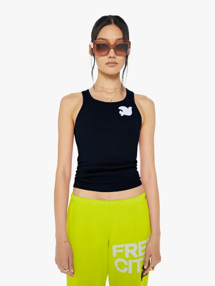 Women Mother Denim Rtu1999 Supervintage Tank Squids Electric Black