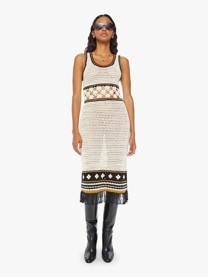 Women Mother Denim The Frayed Edge Dress Sand Dune