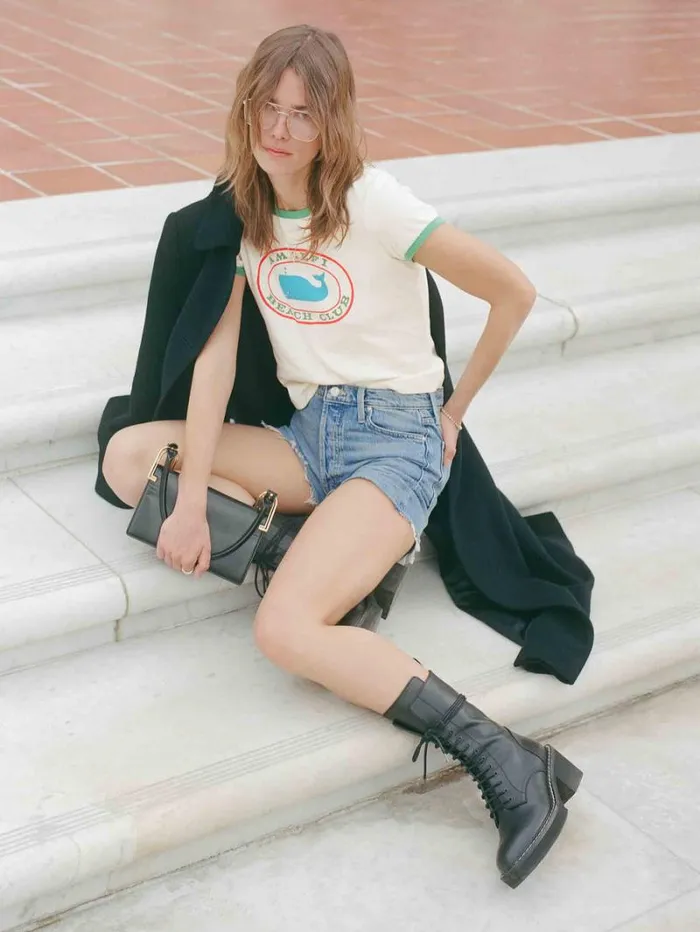 Women Mother Denim The Itty Bitty Ringer Amalfi Beach Club