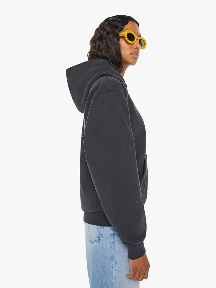 Women Mother Denim Therapy Pull Over Hoodie Black