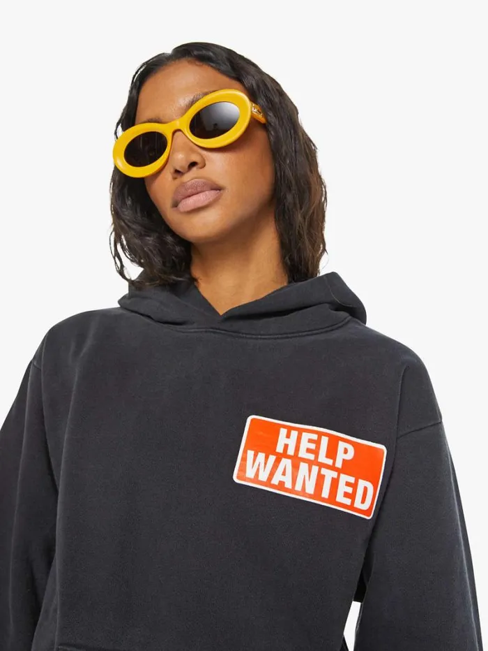 Women Mother Denim Therapy Pull Over Hoodie Black