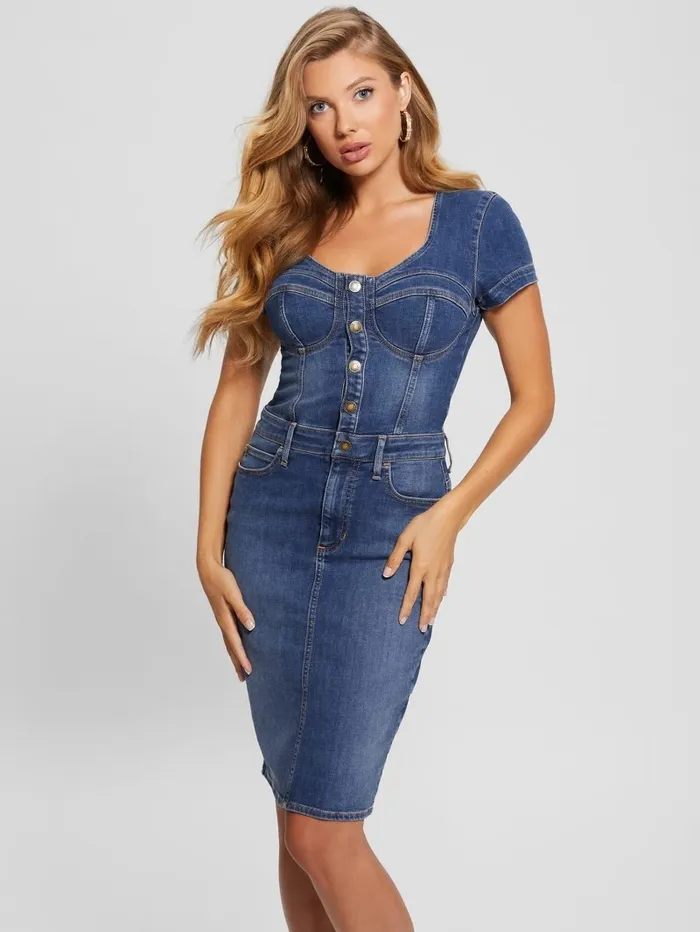 Women Naomy Denim Dress Blue Spirit Jeans and Denim GUESS