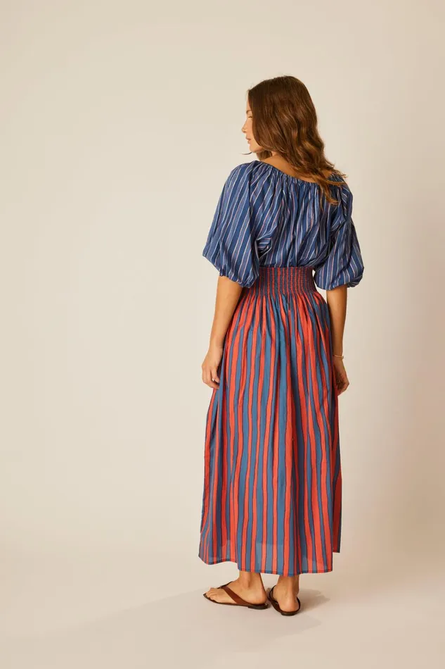 Women Natalie Martin Bottoms Bella Skirt Batik Stripe Blood Orange