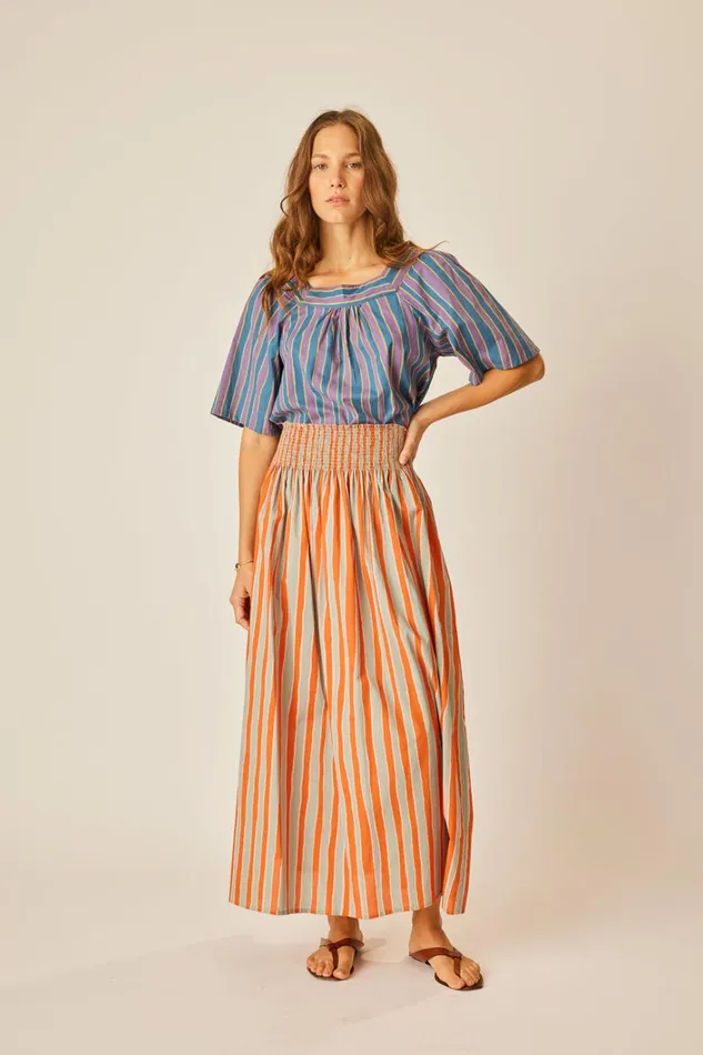 Women Natalie Martin Bottoms Bella Skirt Batik Stripe Sage