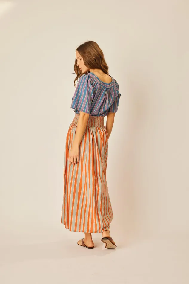 Women Natalie Martin Bottoms Bella Skirt Batik Stripe Sage