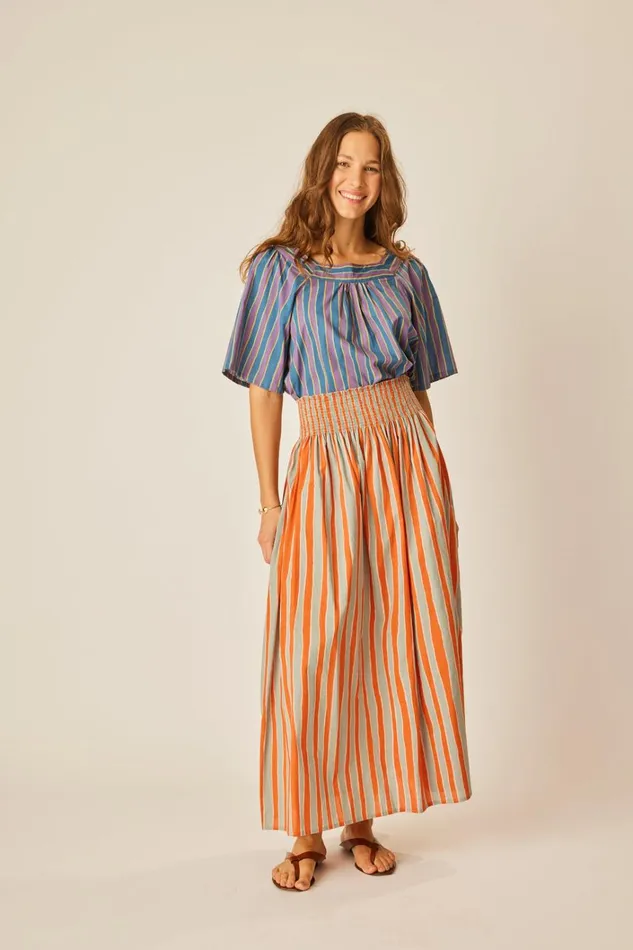 Women Natalie Martin Bottoms Bella Skirt Batik Stripe Sage