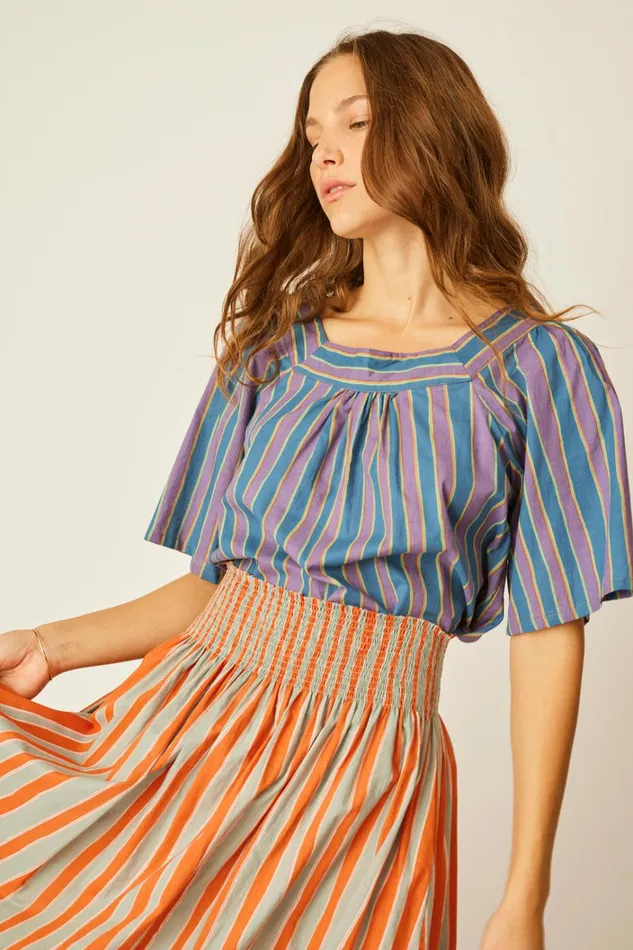 Women Natalie Martin Bottoms Bella Skirt Batik Stripe Sage