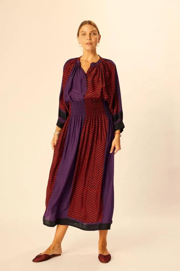 Women Natalie Martin Bottoms Bella Skirt Block Zigzag Aubergine