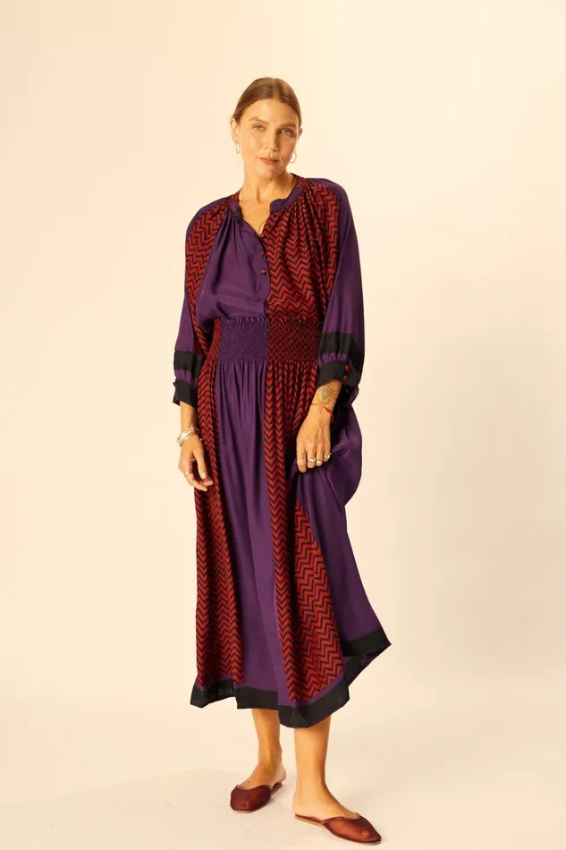 Women Natalie Martin Bottoms Bella Skirt Block Zigzag Aubergine