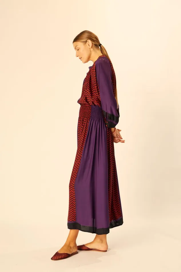 Women Natalie Martin Bottoms Bella Skirt Block Zigzag Aubergine