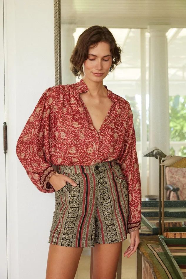 Women Natalie Martin Bottoms Christine Short Paisley Stripe Black