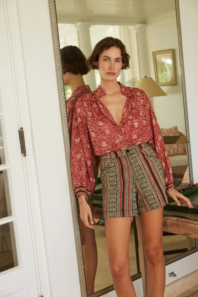 Women Natalie Martin Bottoms Christine Short Paisley Stripe Black Women Natalie Martin Bottoms Christine Short Paisley Stripe Black