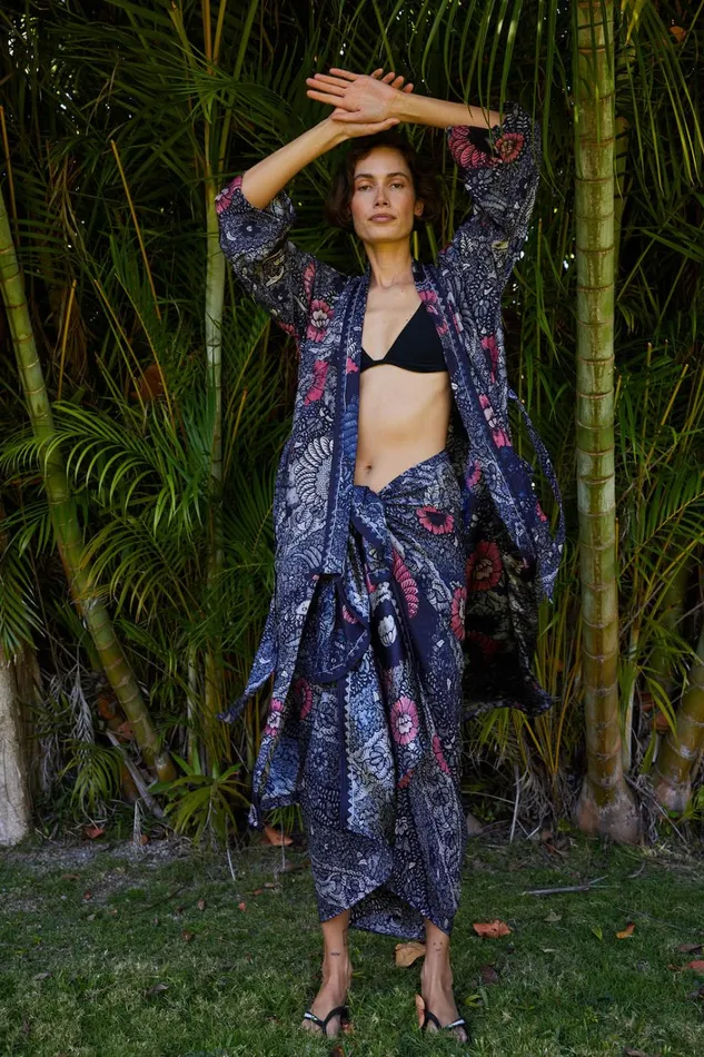 Women Natalie Martin Bottoms Sarong Peacock Ink