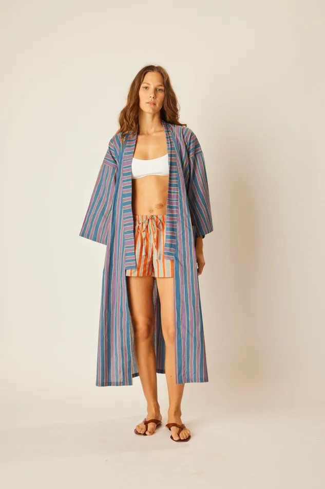 Women Natalie Martin CoverUps Diane Smoking Jacket Batik Stripe Lavender Women Natalie Martin CoverUps Diane Smoking Jacket Batik Stripe Lavender