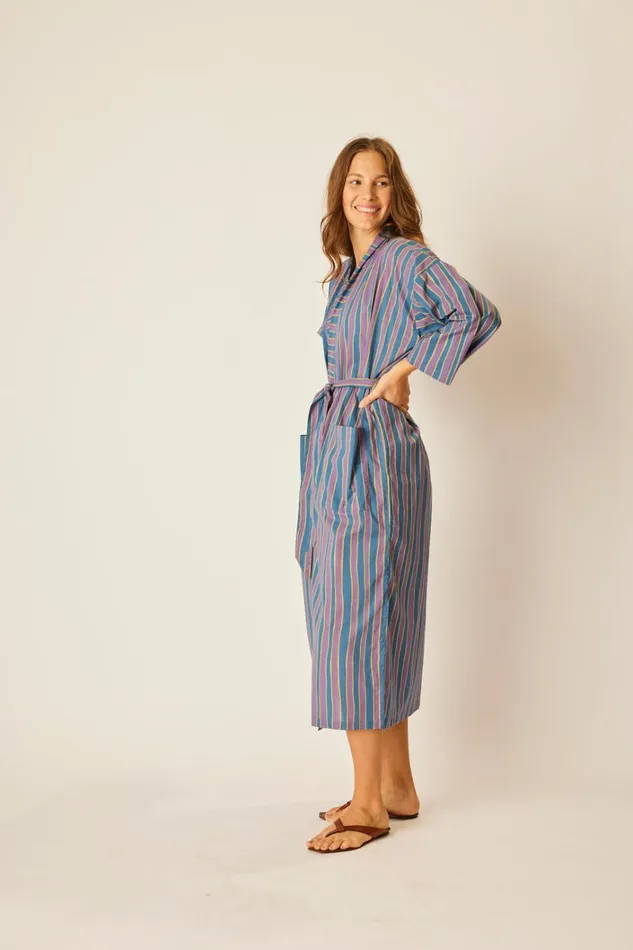 Women Natalie Martin CoverUps Diane Smoking Jacket Batik Stripe Lavender Women Natalie Martin CoverUps Diane Smoking Jacket Batik Stripe Lavender