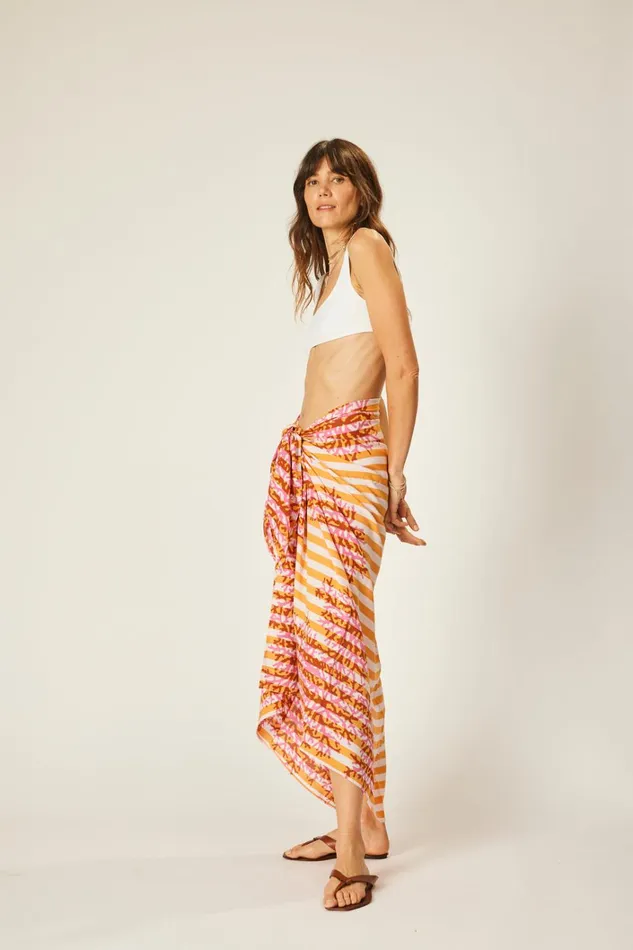 Women Natalie Martin CoverUps Sarong Batik Coral Orange