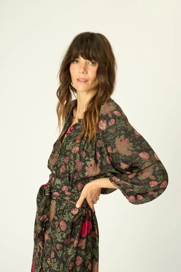 Women Natalie Martin Dresses Alex Midi With Sash Lehua Black