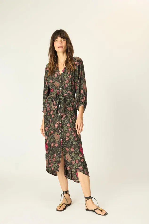 Women Natalie Martin Dresses Alex Midi With Sash Lehua Black