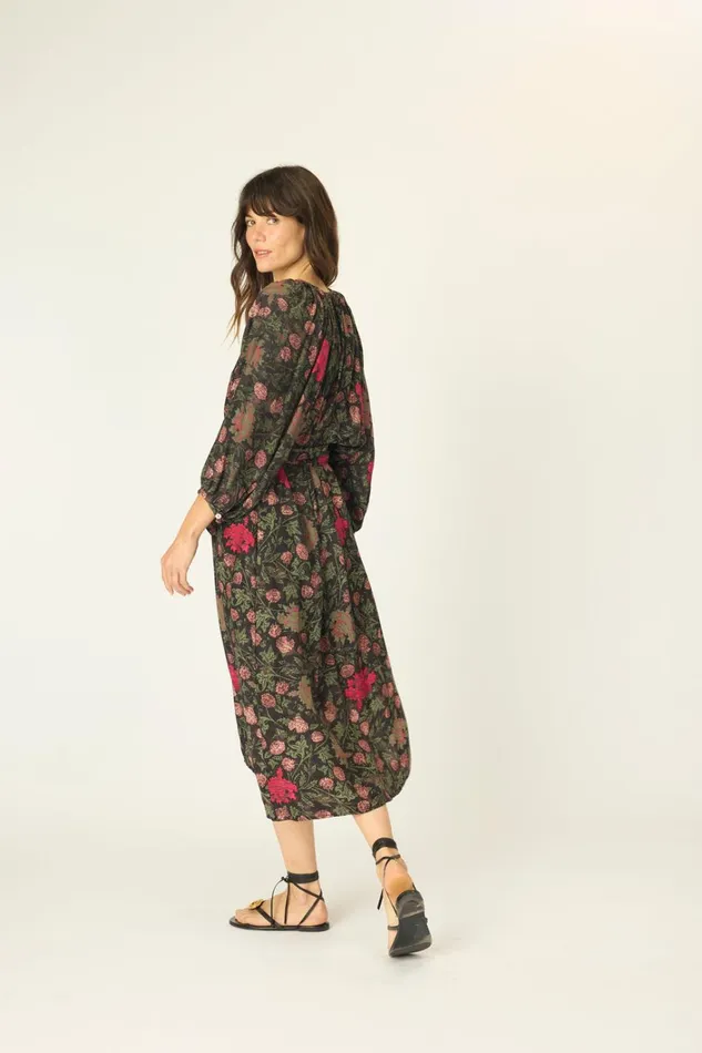 Women Natalie Martin Dresses Alex Midi With Sash Lehua Black