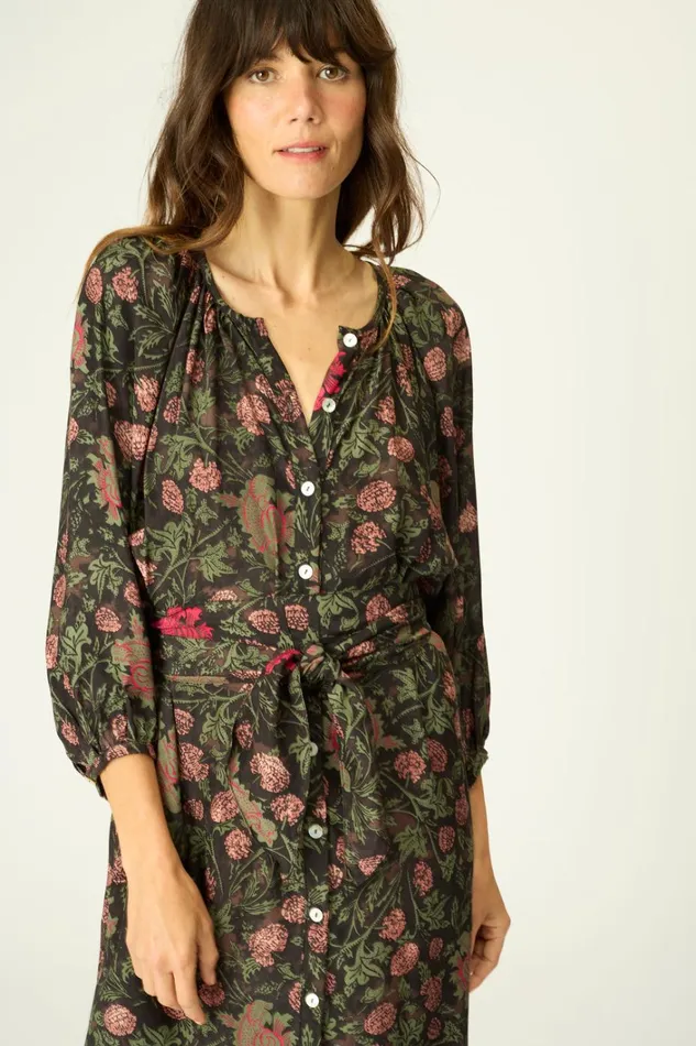 Women Natalie Martin Dresses Alex Midi With Sash Lehua Black