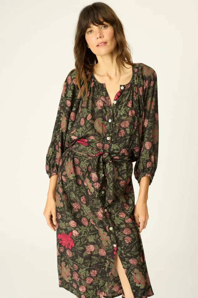 Women Natalie Martin Dresses Alex Midi With Sash Lehua Black