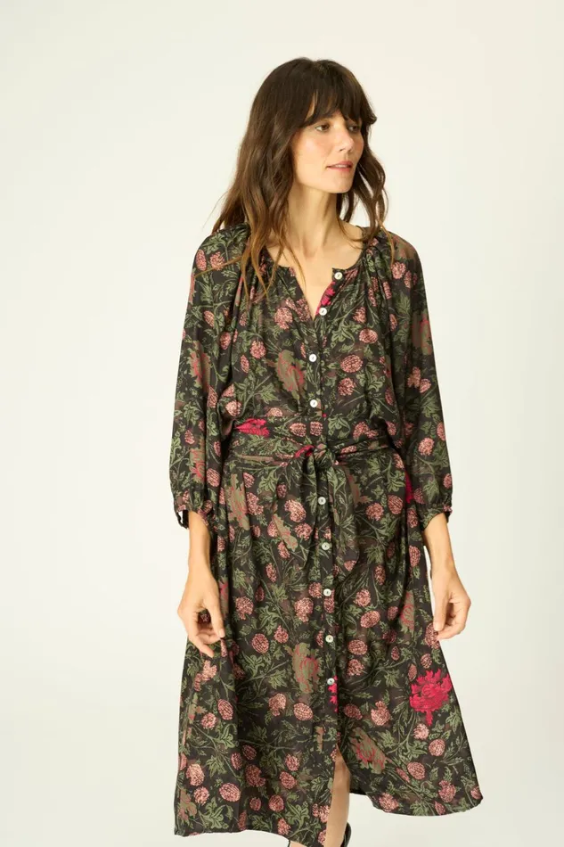Women Natalie Martin Dresses Alex Midi With Sash Lehua Black