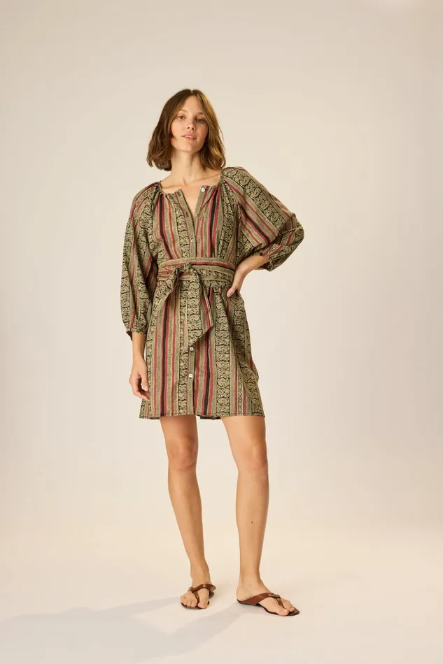 Women Natalie Martin Dresses Alex Short Dress Paisley Stripe Black